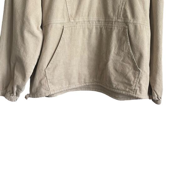 Le Lis Women‎ Top M Beige Collared 1/4 Zip Popover Corduroy Shacket Gorpcore - Picture 8 of 16